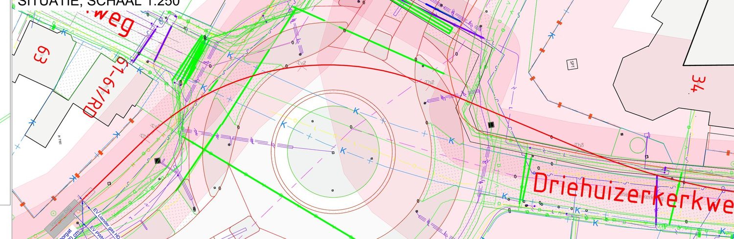 Detail situatietekening met kabels en leidingen